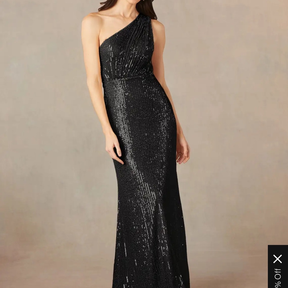Azazie Black One Shoulder Maxi Gown for Cocktail